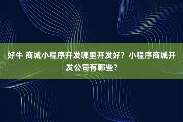 好牛 商城小程序开发哪里开发好?小程序商城开发公司有哪些?